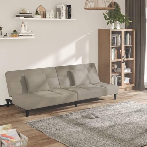 vidaXL 2-sitssoffa med 2 kuddar, ljusgrå, klädd i sammet