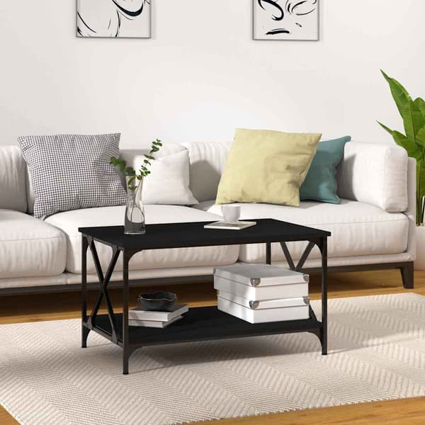 vidaXL sofabord, sort, 80x50x45 cm