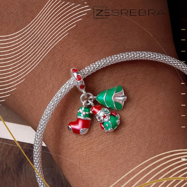 Julgran jultomte strumpor berlocker silver 925 julklapp
