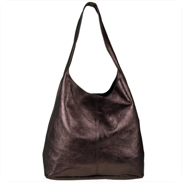 Läderväska, brun choklad metallic