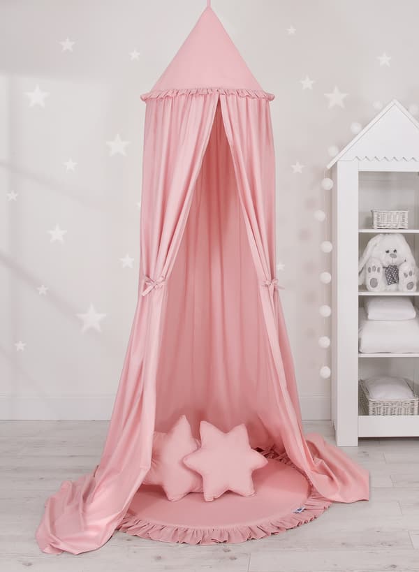 Legemåtte med flæser - støvet pink
