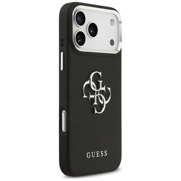 Guess Grained Big 4G Classic Logo cover til iPhone 17 Pro Max, sort