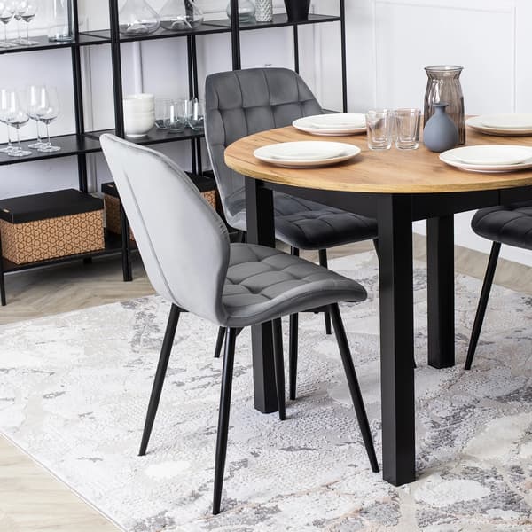 LUCKY Klädd Matstol Grå Sammet Modern Loft