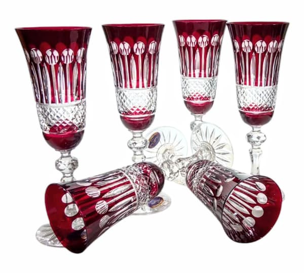 Rubinfärgade kristall champagneglas 150 ml franska