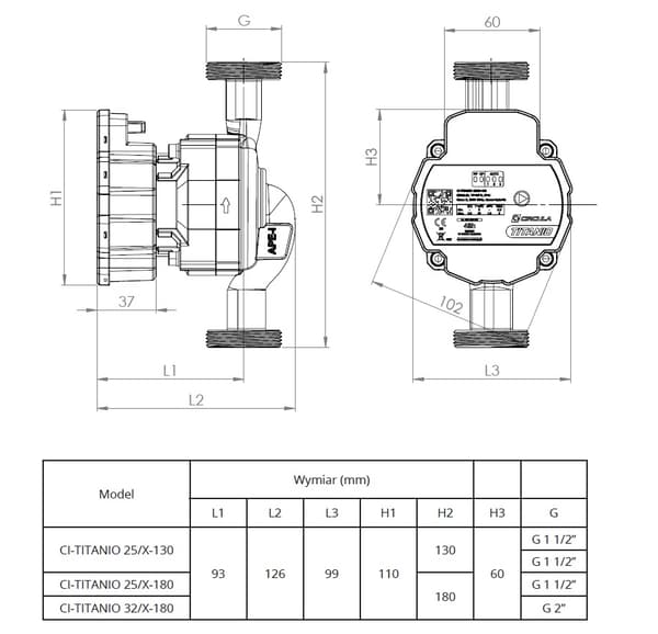 Centralvärmepump Circula Titanio 25/40 180mm