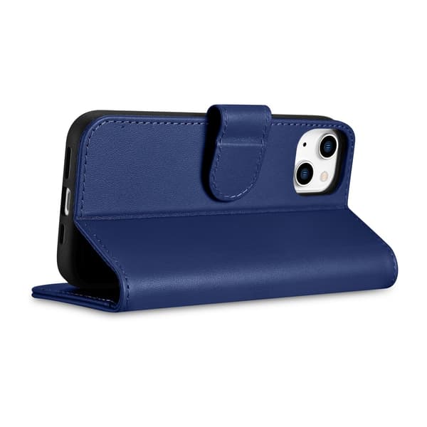 2-i-1 Læder Flip Cover iPhone 14 Plus Anti-RFID Pung Blå