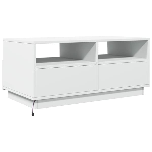 vidaXL LED-soffbord vitt 90x49x40 cm