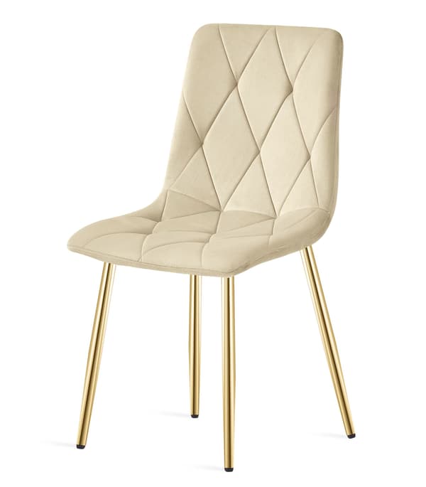 LIBRA stol - lys beige fløjl / guldben x 3