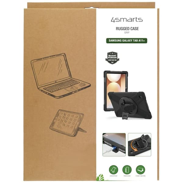 4smarts Rugged Case Grip för Galaxy Tab A11+ Svart