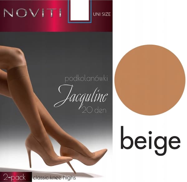 Trykfri knæhøje damestrømper tynde 20 DEN 2-pak one size beige
