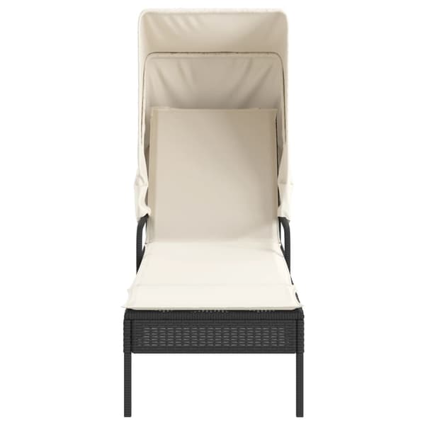 vidaXL dagseng med baldakin og bord, sort, polyrattan
