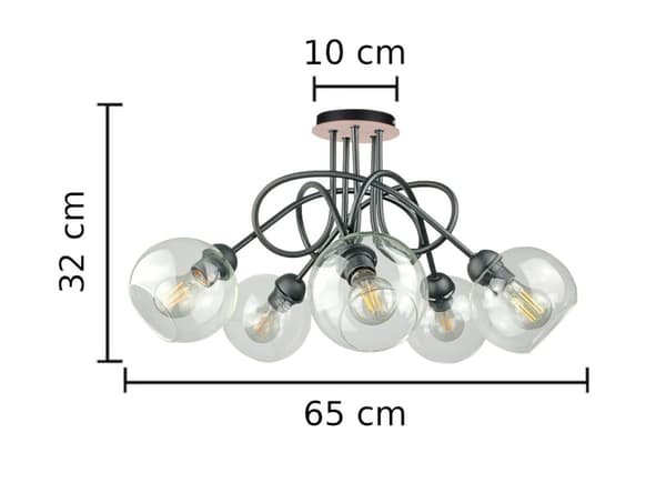 Loftlampe 5xE27 EVIE SORT/TRÆ