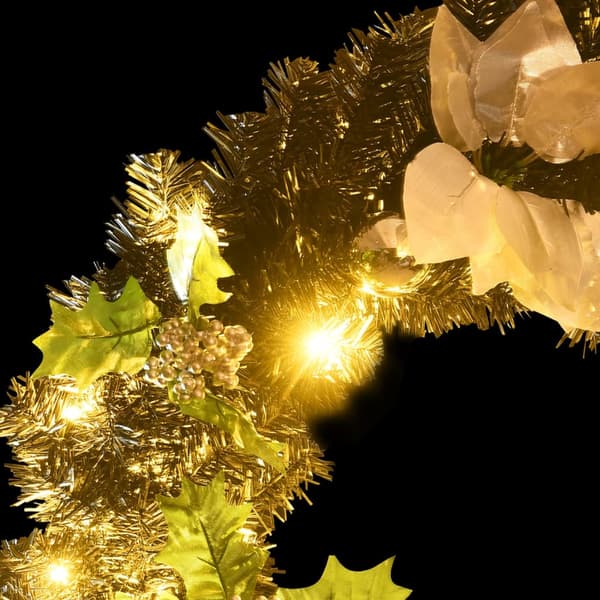 vidaXL julekrans med LED-lys, sort, 60 cm, PVC