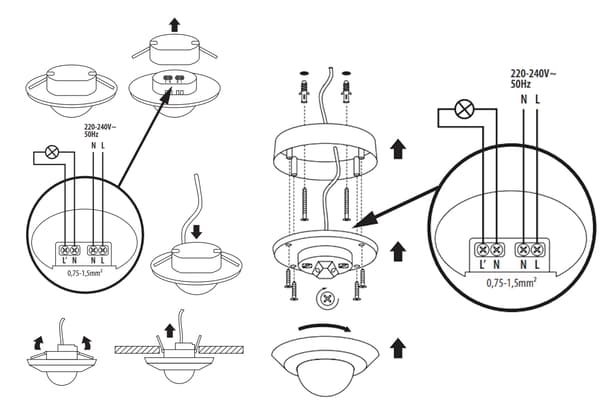 Kanlux Rörelsesensor 3x PIR LED 2000W Ytmonterad Svart