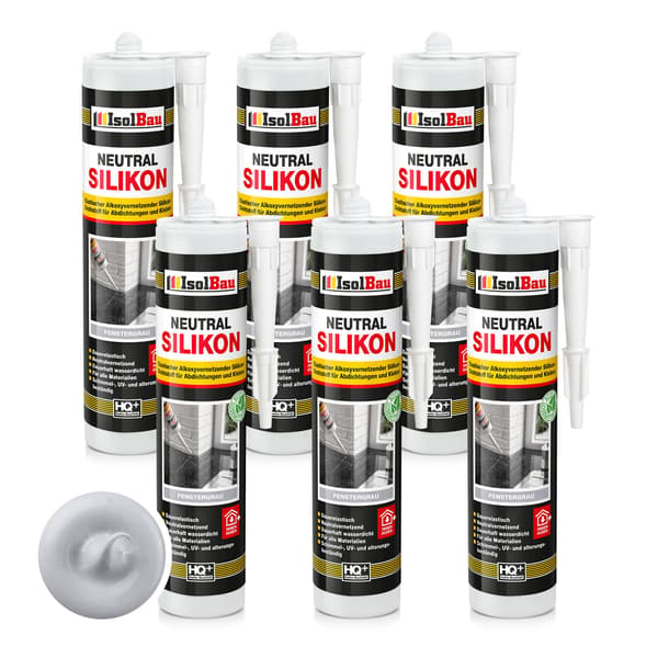 IsolBau Neutral Silikone Lysegrå Neutralsilikone 6 x 300ml