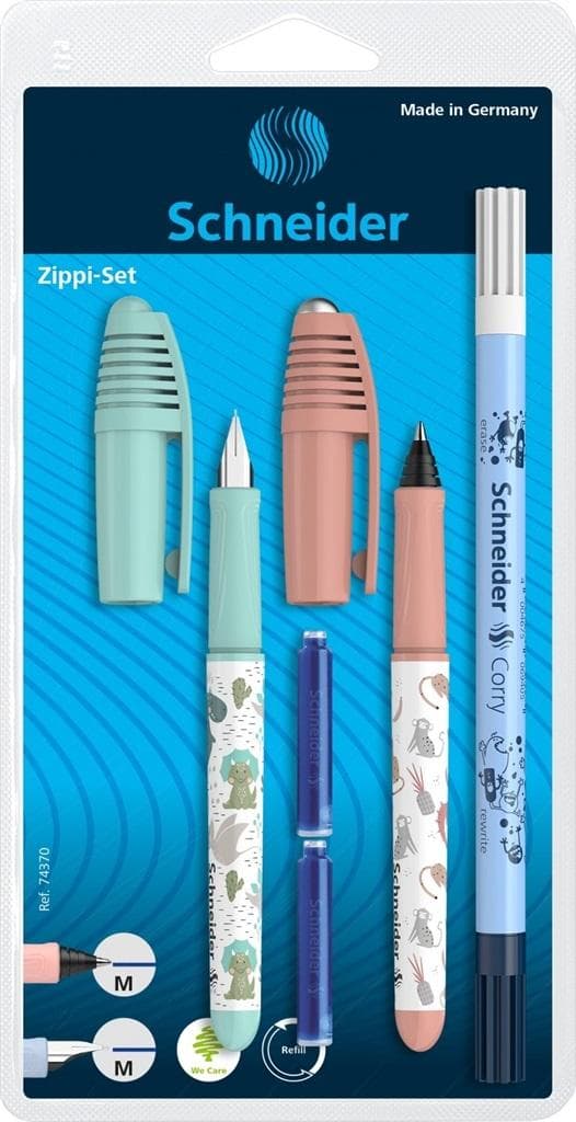 Fyldepen, rollerballpen, viskelæder, patroner