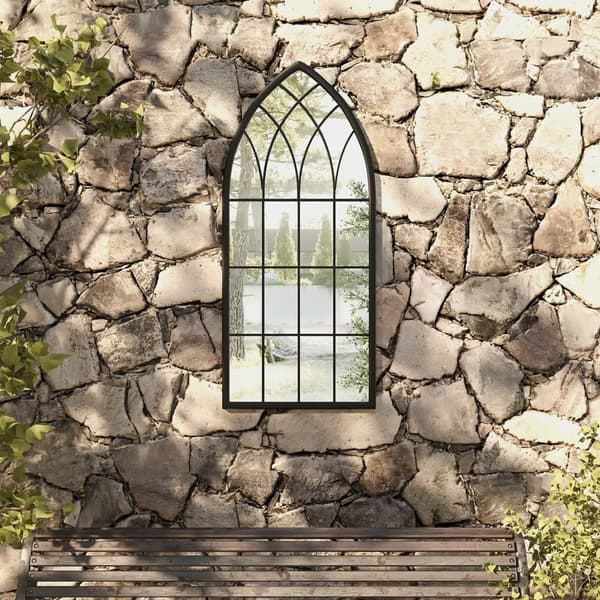 vidaXL havespejl, sort, 100x45 cm, jern