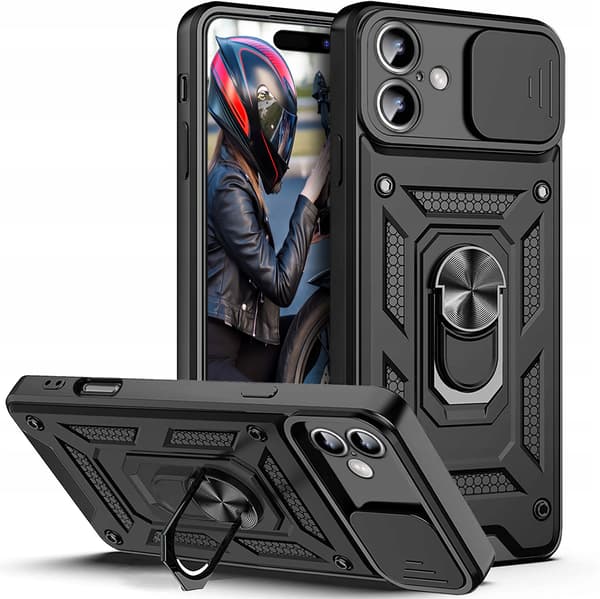 Etui til IPHONE 16 PLUS DEFENDER CAMERA ARMOR SLIDE RING + GLAS