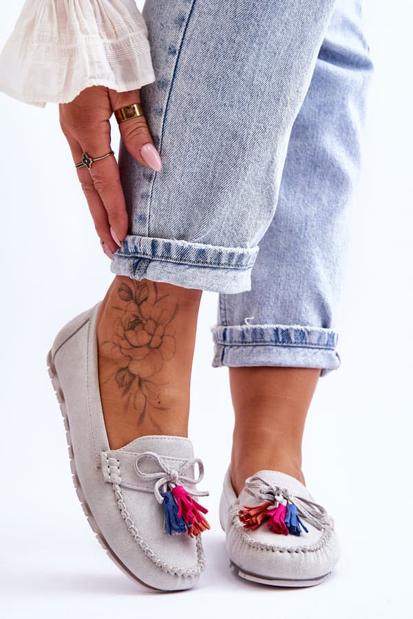 Damloafers med fransar Grå Amiro 37