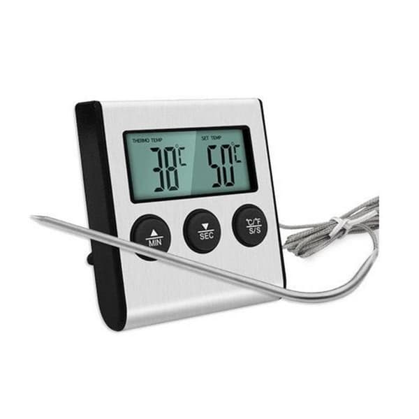 Elektronisk LCD digitalt bagetermometer med sonde og timer