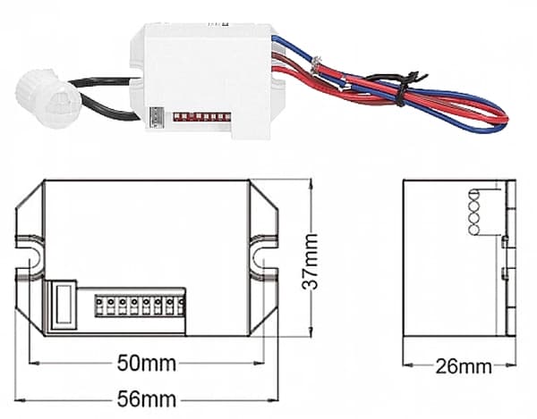 Rörelsesensor med extern sensor för LED-ytanläggning 12-24V Vit