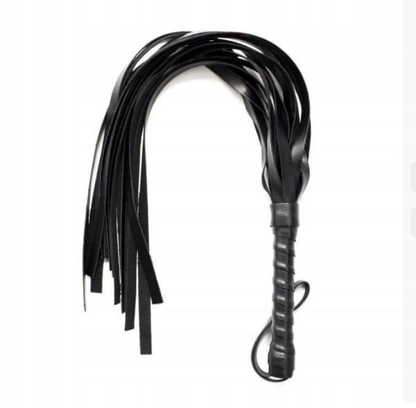 Sort læder erotisk pisk 58cm BDSM pisk