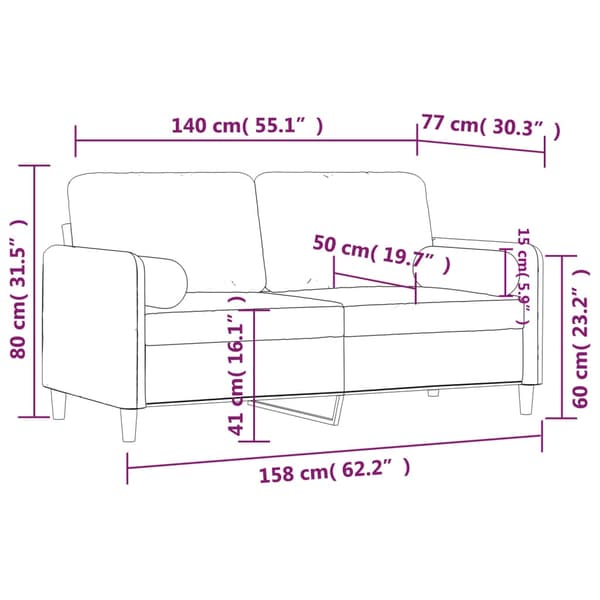 vidaXL 2-sitssoffa med kuddar ljusgrå 140 cm sammet