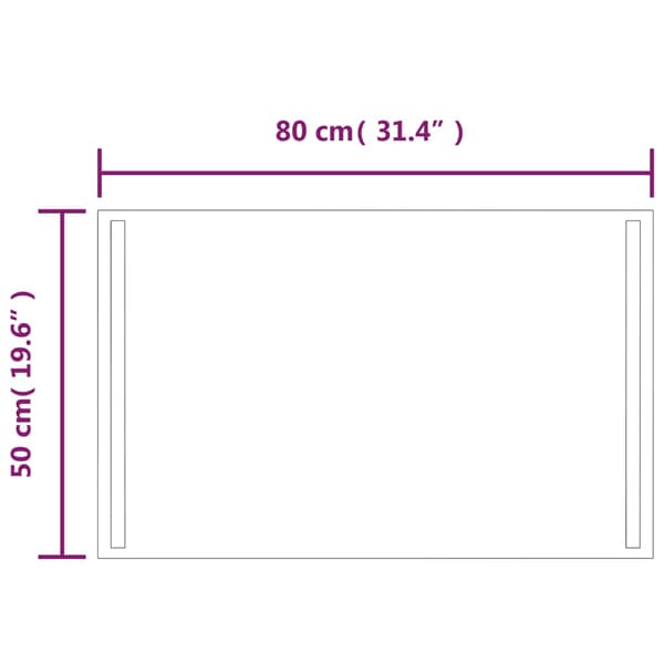 vidaXL Badrumsspegel med LED, 50x80 cm