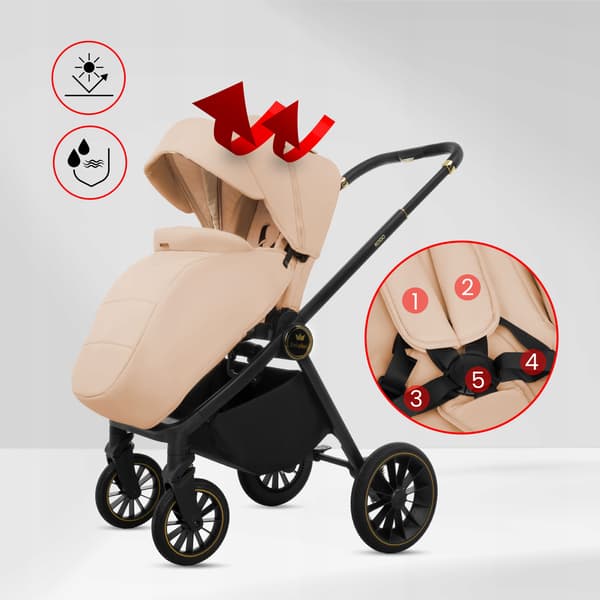 BabyLux ROSSO 2-i-1 klapvogn, gondol, let, foldbart sæt