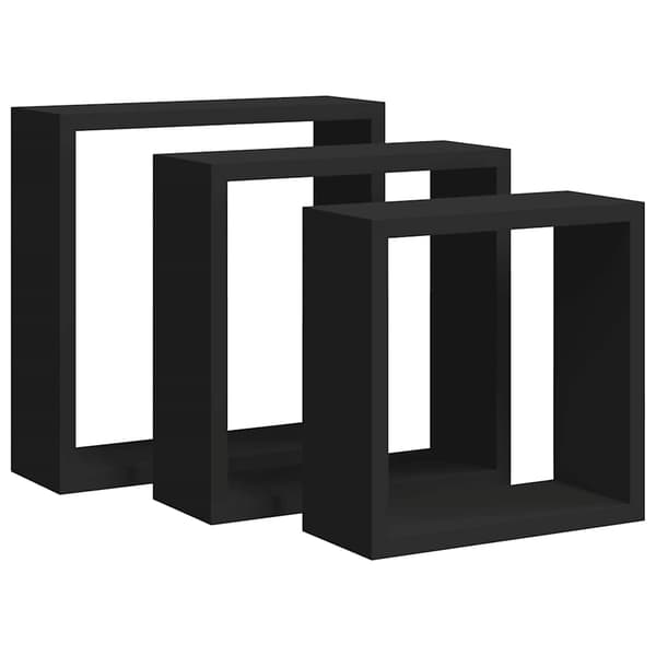 vidaXL kubeformede væghylder, 3 stk., sort, MDF