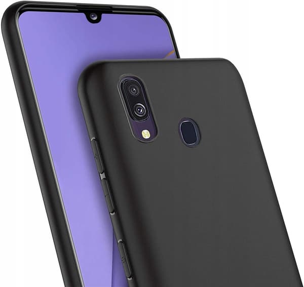 SILIKONBAKSKAL SAMSUNG GALAXY A40 SVART + GLAS