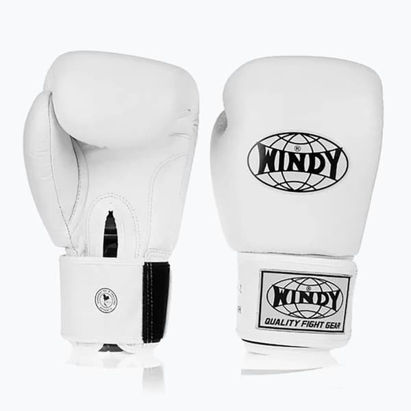 Windy Classic Boksehandsker i Ægte Læder, Hvide, 14OZ