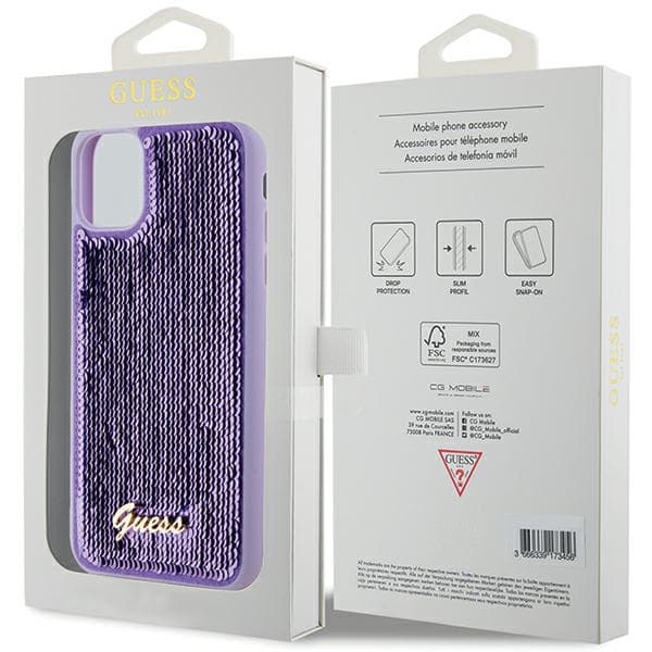 Guess Sequin Script Metal cover til iPhone 11 / Xr, lilla/lilla