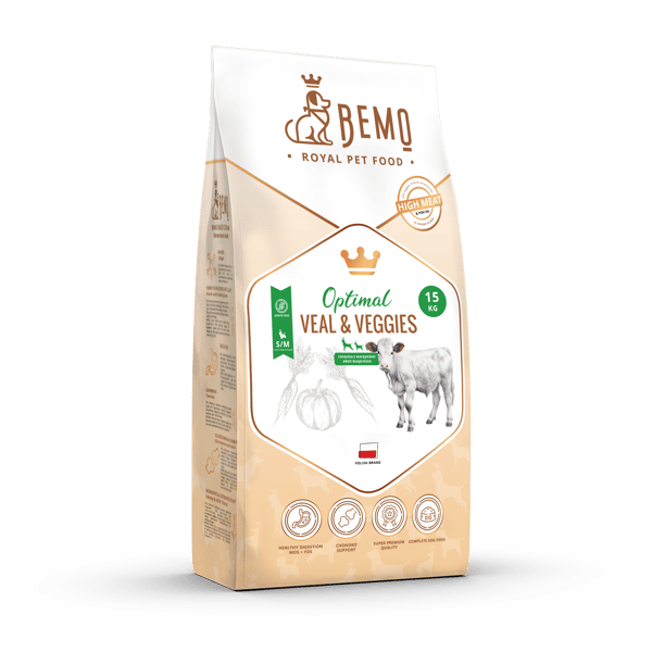 Bemo Optimal - tørfoder til hunde med kalvekød og grøntsager til mellemstore og store hunde (M/L) 10 kg