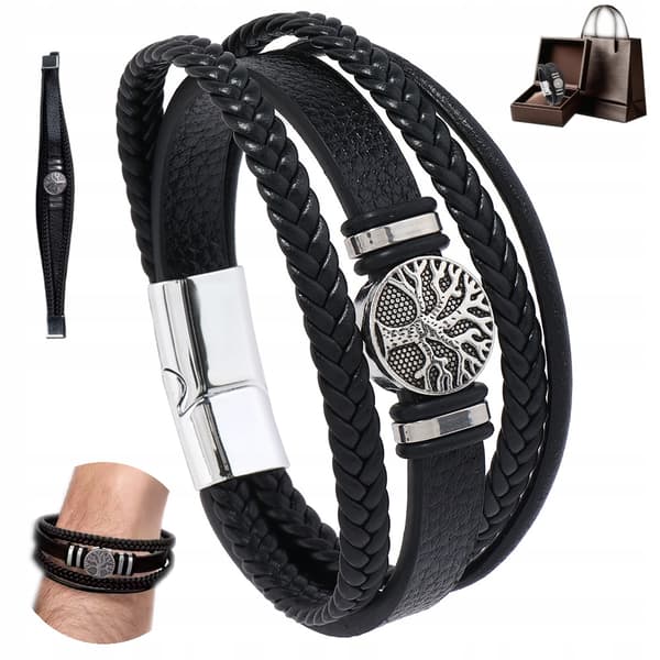 Herrläderarmband Premium flätat läderarmband Gåva