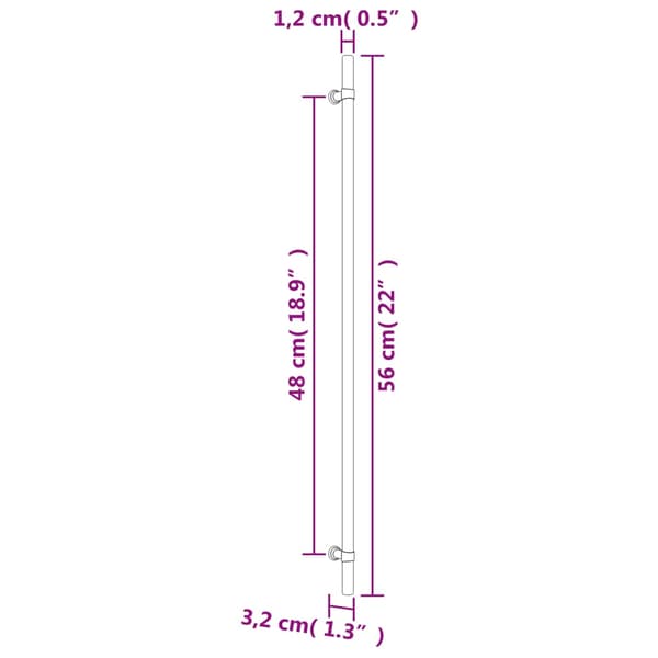 vidaXL skabsgreb 20 stk. sølv 480 mm rustfrit stål