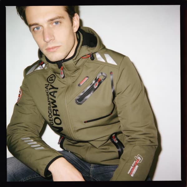Geographical Norway Royaute softshell jakke khaki og sort herre S