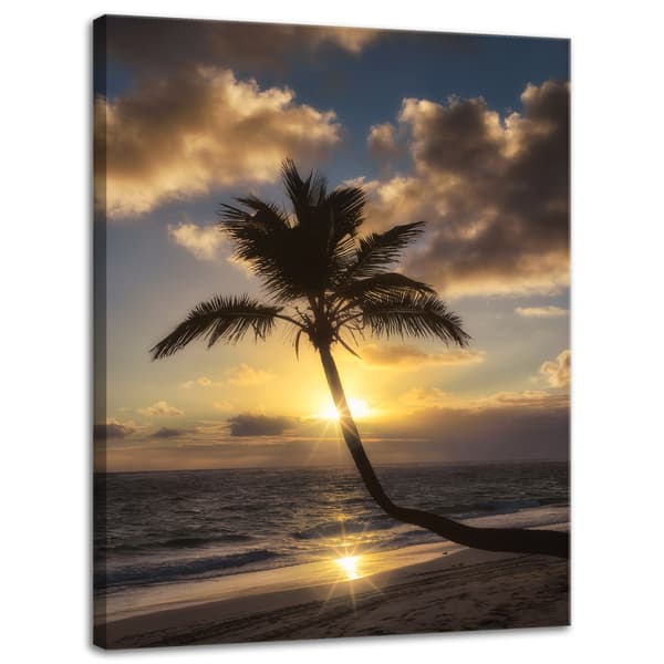 Canvastaulu Luonto Palm Auringonlasku Tausta 30x40 Valtameri Holidays