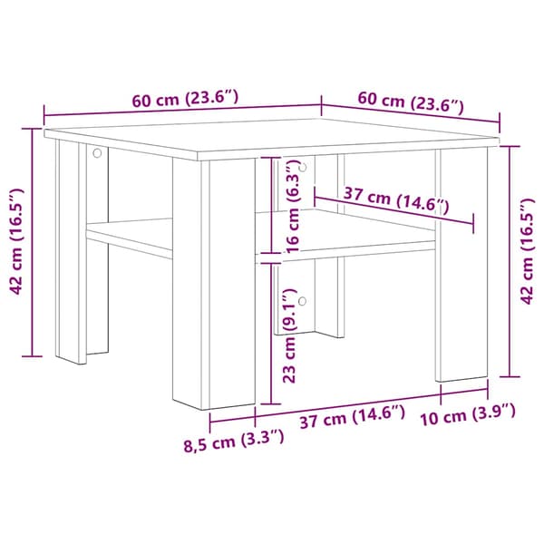 vidaXL sofabord, sort, 60x60x42 cm, spånplade