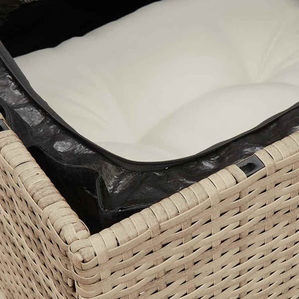 vidaXL Hörnsoffmodul med kuddar, beige, polyrotting