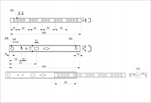 KULSTYRNING H=17 teleskopisk 182 mm