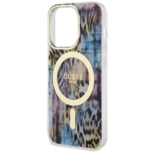 Guess Leopard MagSafe-skal till iPhone 14 Pro Max, blå