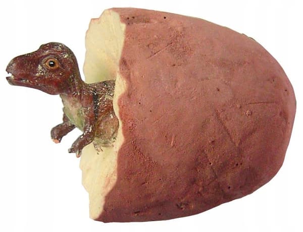 Stor dinosauriefigur föreställande ett tomt ägg, 10 cm.