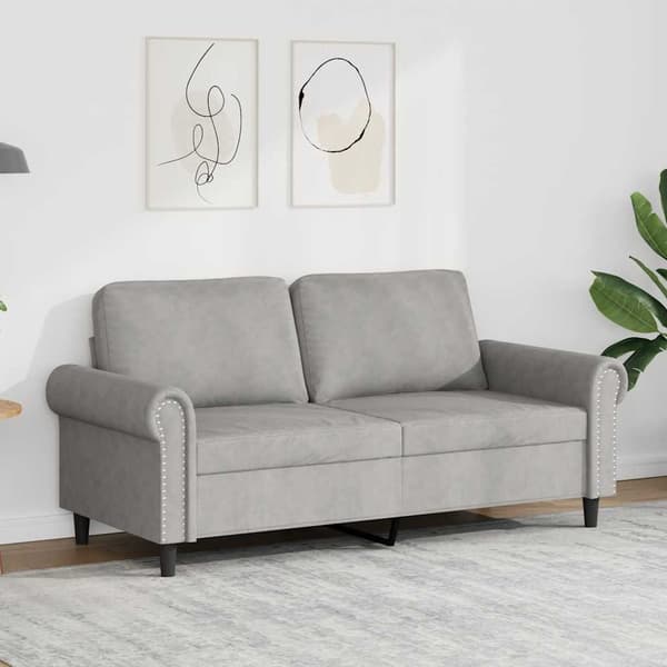 vidaXL 2-sitssoffa ljusgrå 140 cm klädd i sammet