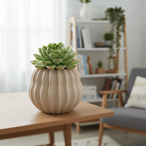 Modern beige tunnformad växtkruka