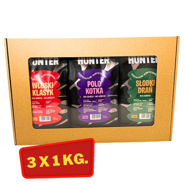 Kaffepresentset för kaffemaskiner 3 x 1 kg KAFFEBÖNOR