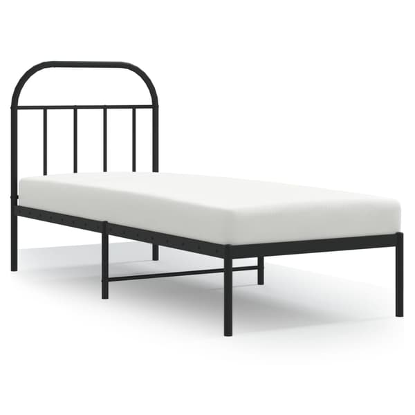 vidaXL metalsengestel med hovedgærde sort 75x190 cm