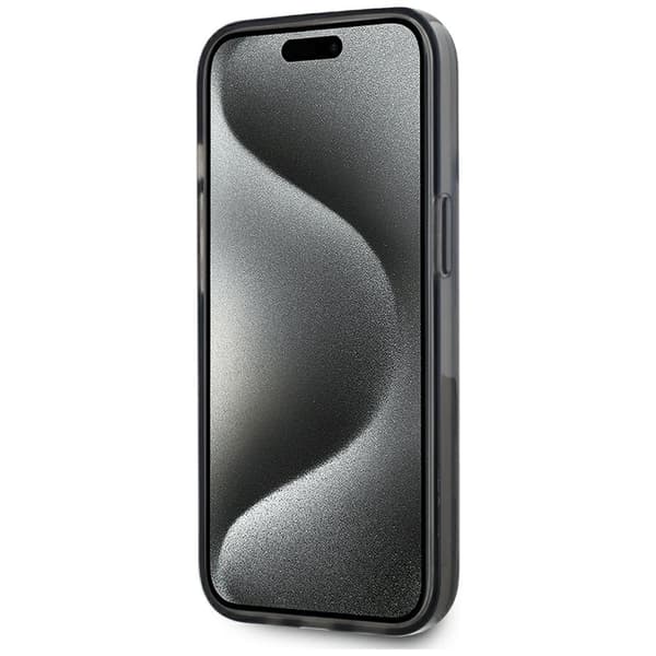 Karl Lagerfeld Liquide Glitter Monogram Gradient Cover til iPhone 15 Sort