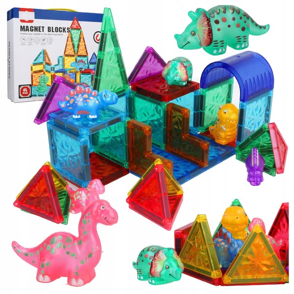 [paket] Magnetiska block 45 st + dinosaurier Z3161