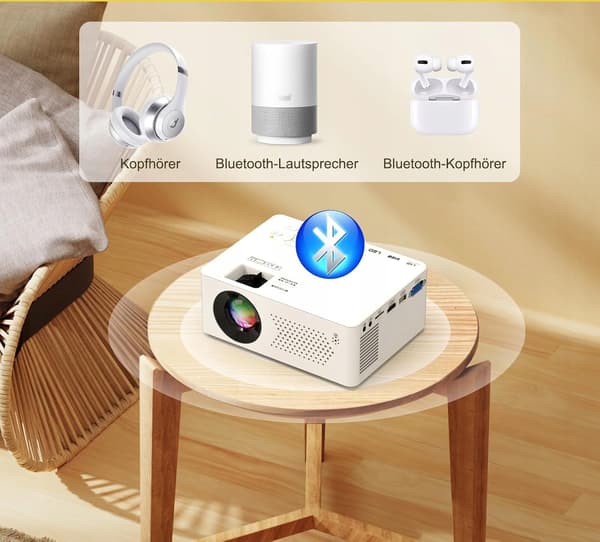 Miniprojektor iOS Android Windows Bluetooth 1080P fungerer med TV Stick hdmi